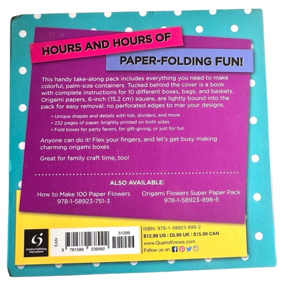 Origami Boxes Super Paper Pack: Folding Instructions and Paper, craft kit - Picture 7 of 8